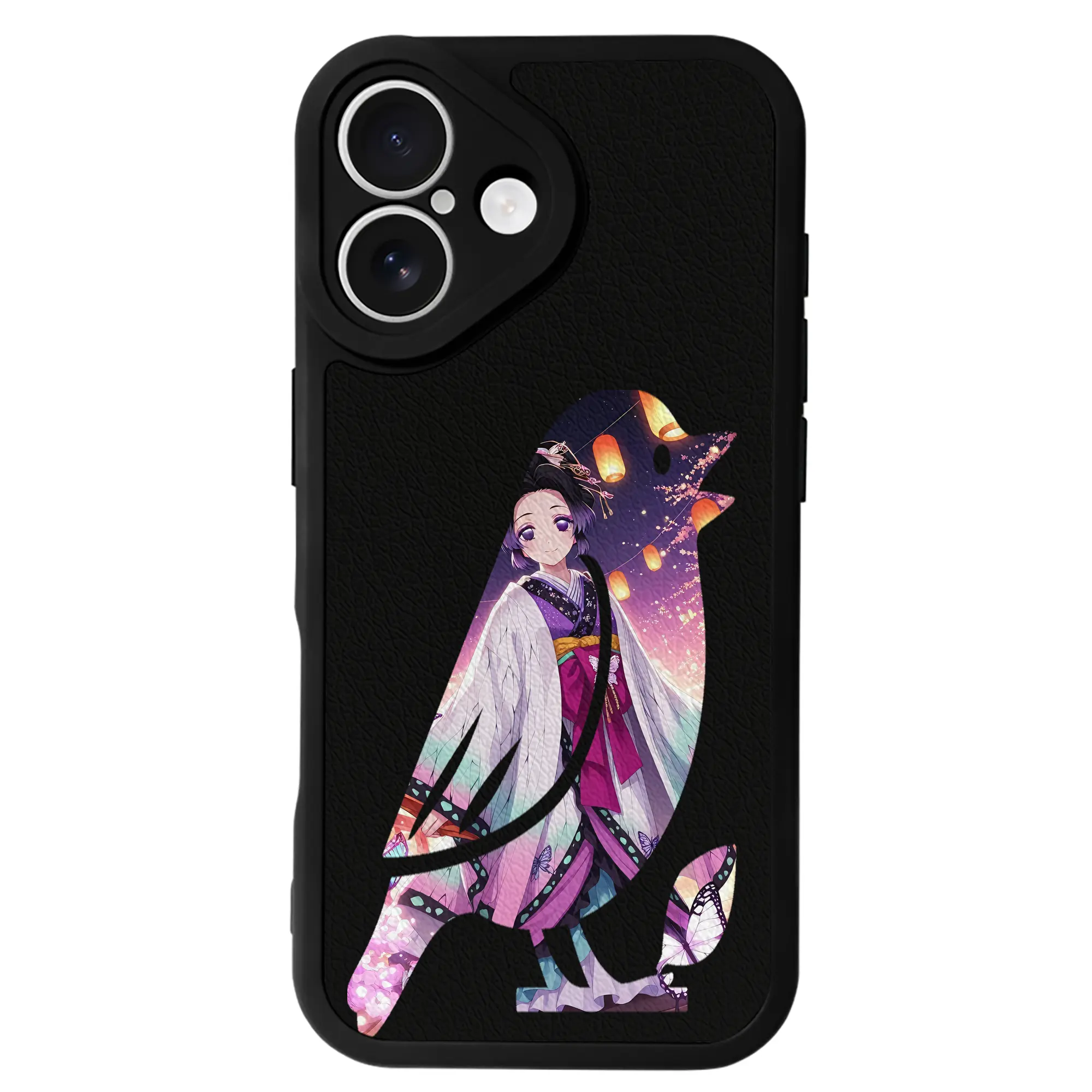 鬼滅の刃 グッズ,胡蝶 しのぶ - IPhone 16シリーズ対応 ・ シリコンスマホケース ・ レザー調 ・ 高精度フィット ・ 耐衝撃 ・ ワイヤレス充電対応 ・ 精密カット